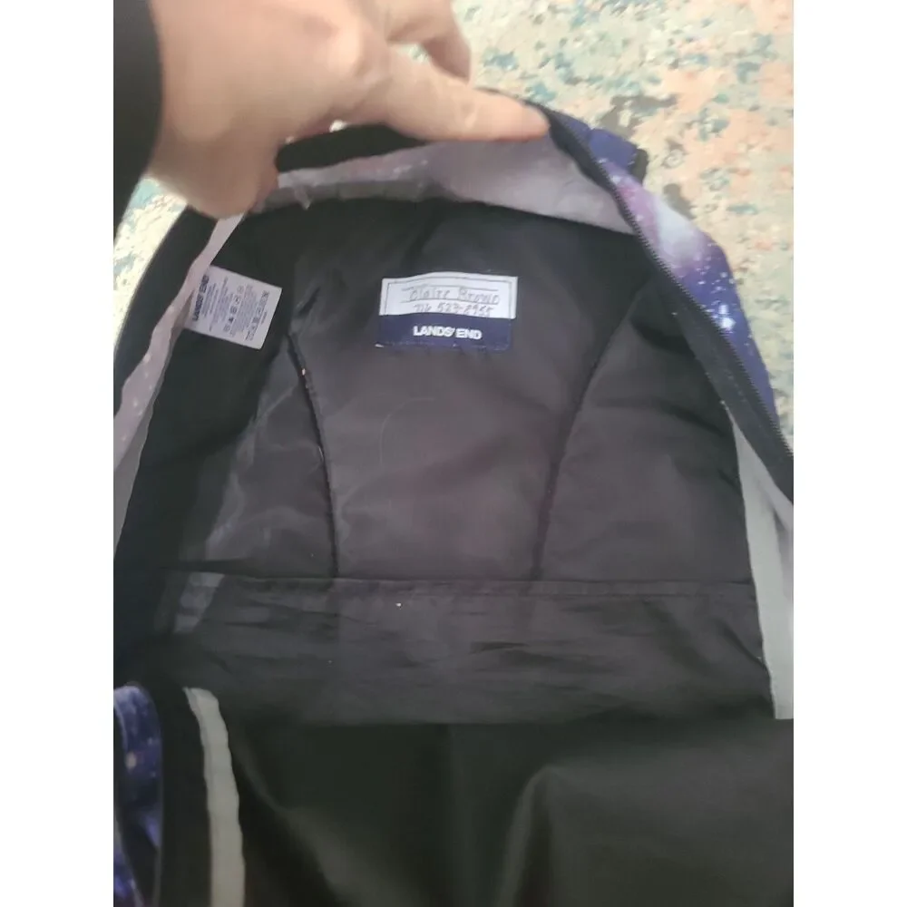 Lands End Class Mate Large Backpack Galaxy Print with Embroidered Basketball EUC